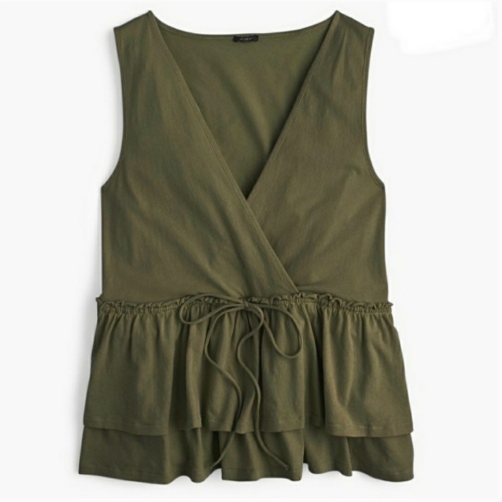 New J Crew Tie Waist Peplum Tank Top Sz Small